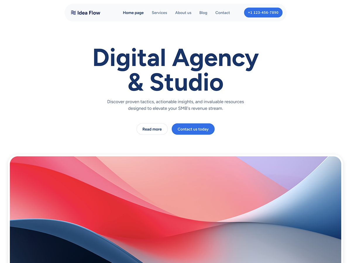 Screenshot of the Idea Flow WordPress theme homepage.