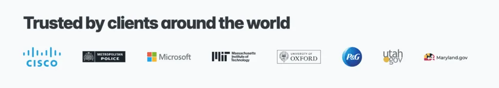 UpdraftPlus trusted-by logo row with Cisco, Metropolitan Police, Microsoft, MIT, University of Oxford and P&G