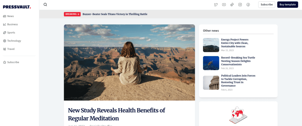 Pressvault blog template