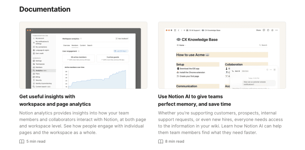 Code and Notion documentation