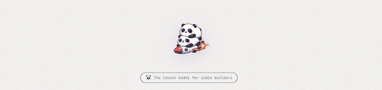 LaunchPanda hero with two pandas riding a rocket and the tagline The launch buddy for indie builders