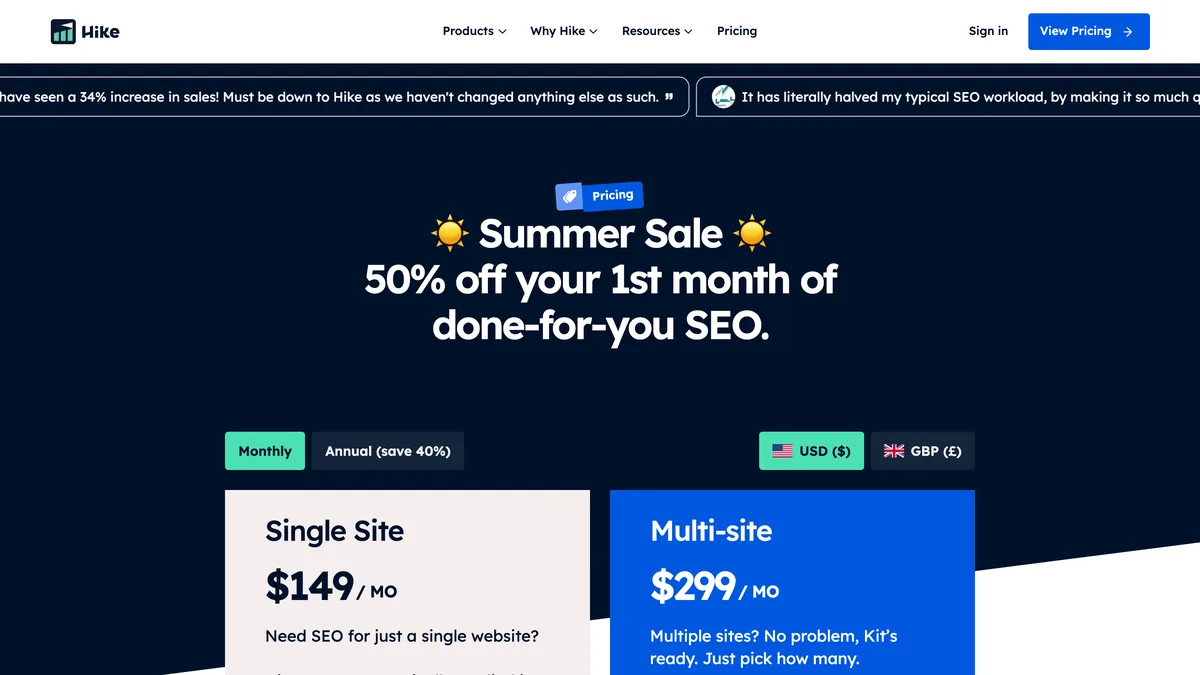 Hike SEO pricing — the keyword research pick
