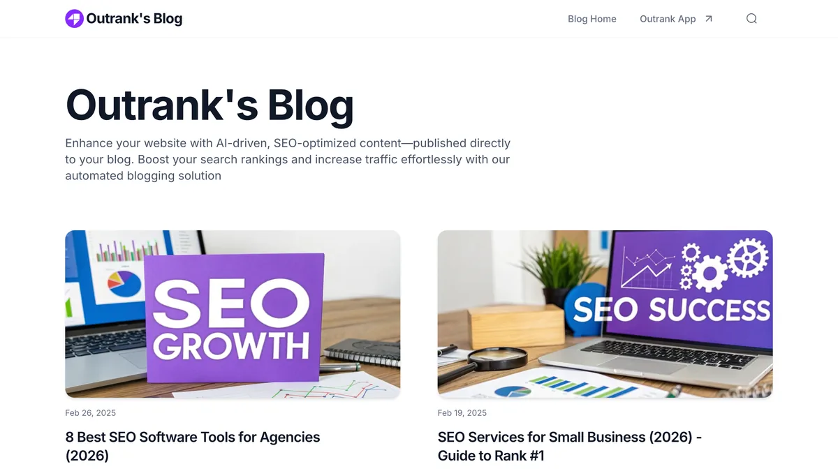 Outrank's own blog — the output the autopilot produces