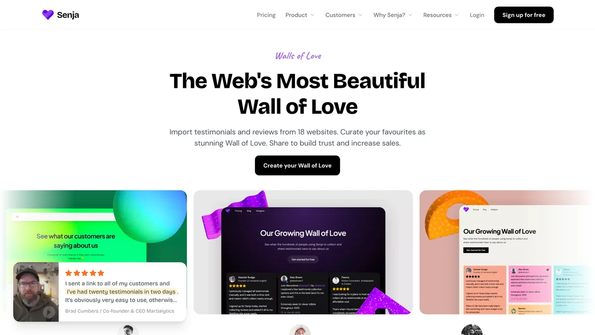 Senja screenshot — Embedding Widgets on a Real Site: A Hands-On Test
