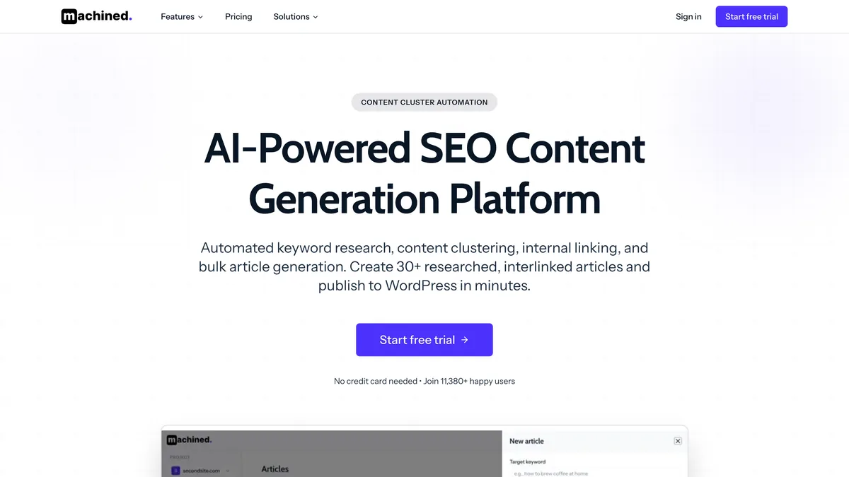 Machined AI screenshot — Machined AI vs Junia AI: AI-First Content Engines, One Step Removed